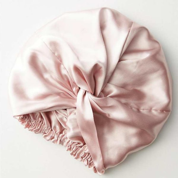 Dubbellagers Sovmössa i 100 % Mullbärssilke Rosa
