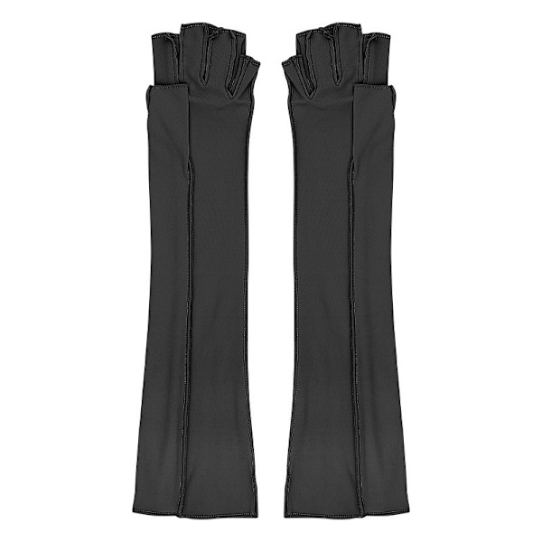Lange kompressionshandsker med halvfingerdesign Sort
