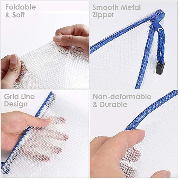 INF Plastfickor med ziplås 6 st A4 och 6 st A5 dokumentpåsar