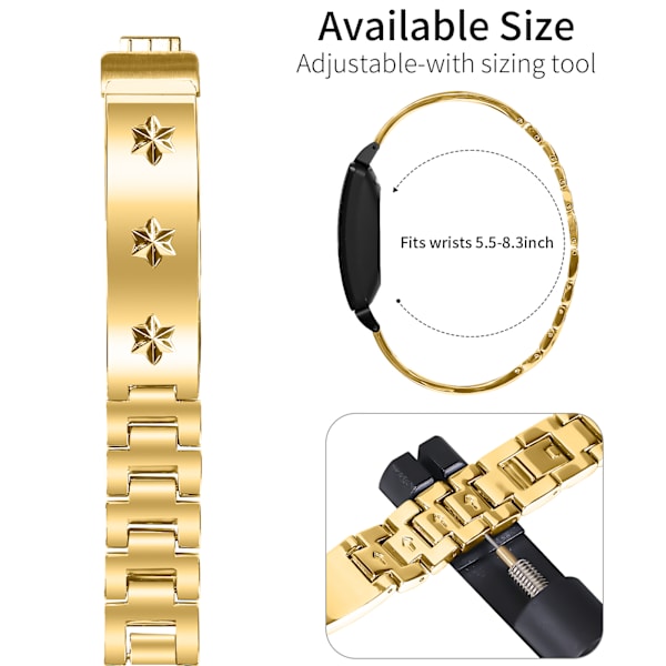 Halvarmring i rostfritt stål för Fitbit Inspire 1/2 Guld