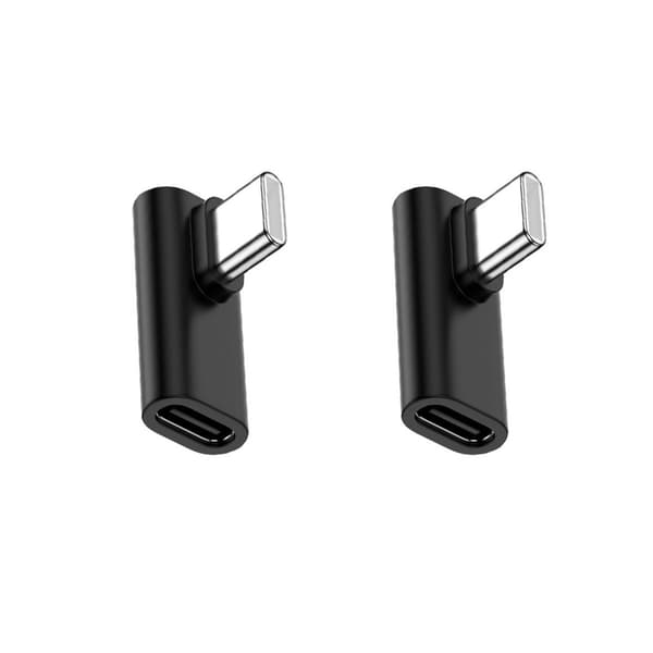 2-pak Type-C hun til Type-C han højre vinkel adapter, 2.0 sprøjtestøbt, pladsbesparende design