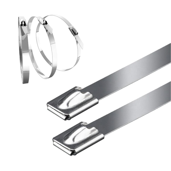 Kabelbindere i rustfrit stål 100-Pak Sølv 200 mm