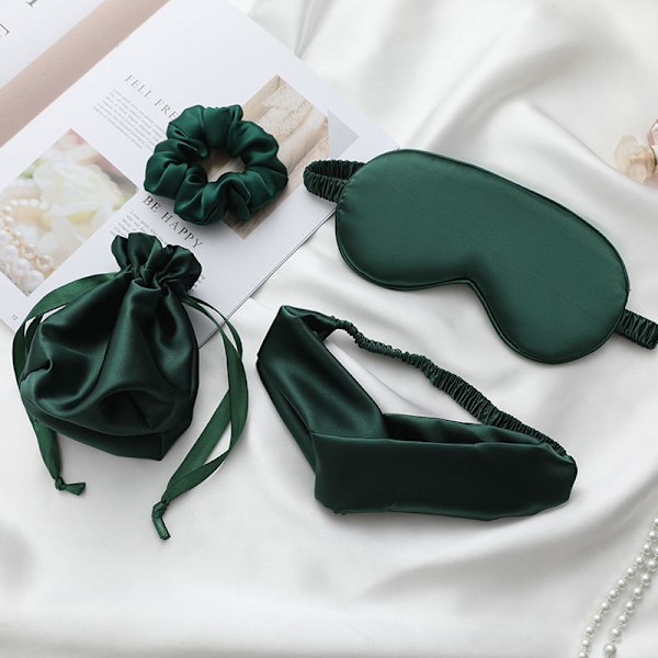 Silk-Like Sleep Eye Eye Mask 4-osainen setti äärimmäiseen mukavuuteen ruohon väri