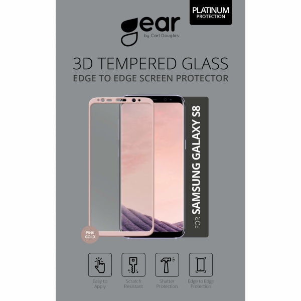 GEAR Härdat Glas 3D Full Cover Rosegold Samsung S8