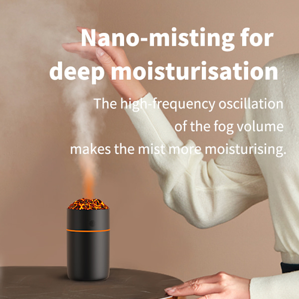 Volcano Humidifier HS01: Simuloi liekkiä, puhdista ilmaa Musta