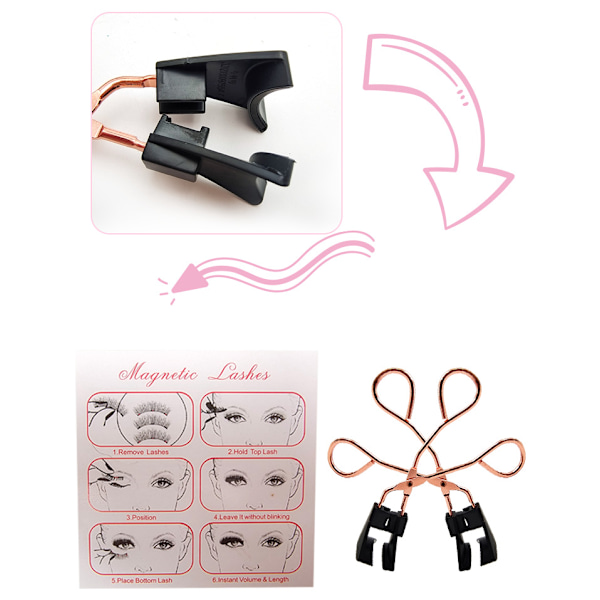 Magneettiset tekoripset applikaattorilla - Musta, 6 paria