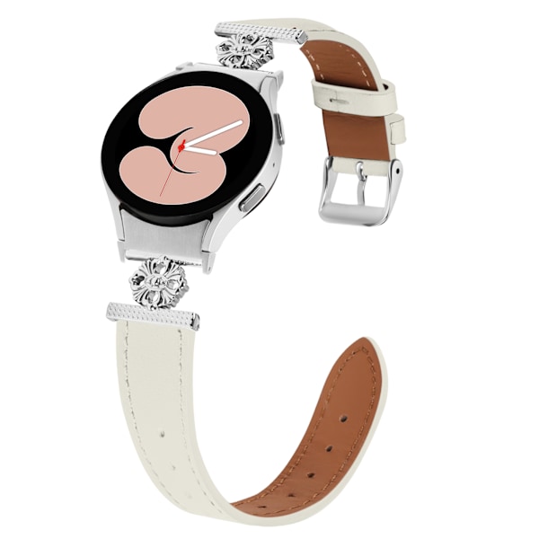 Klockarmband i äkta läder för Samsung Watch 4/5/6/7 Beige
