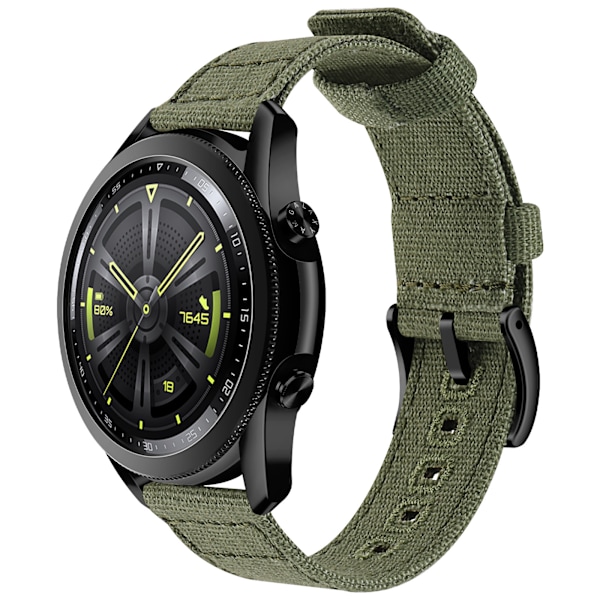 Vävd Canvas Quick Release Klockarmband för Huawei GT4 Grön 20 mm