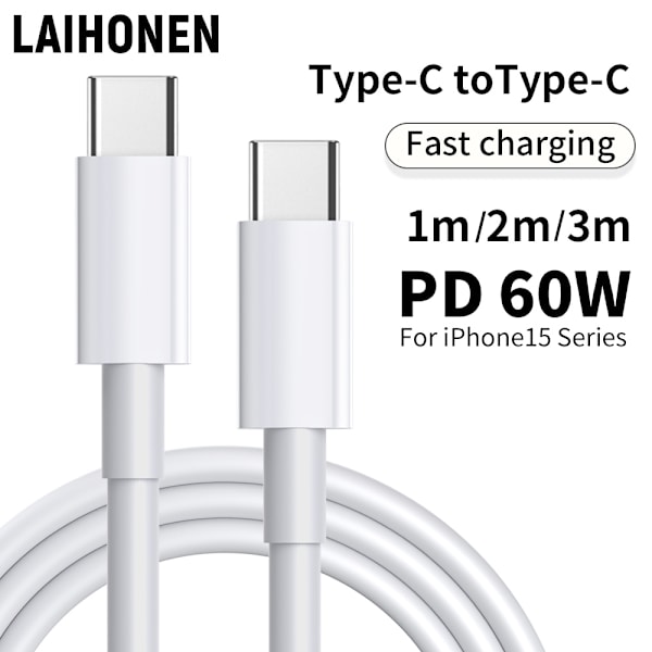 5-pak CTO C datakabler, 1M PD 60W hurtigopladningskabler 3-pakke