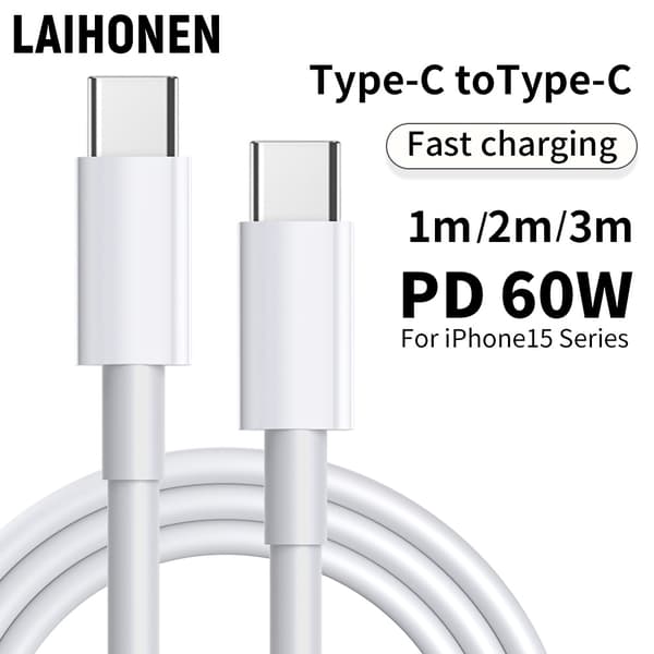 CTO C Datakabel 3-pack: PD 60W Snabbladdning, 1 Meter, Kompatibel med iPhone 15 & iPad 3-pack