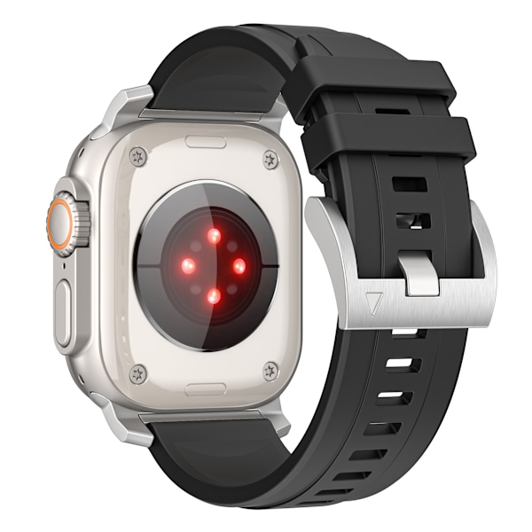 Orange silikone urrem til Apple Watch (sølvstik) Sort