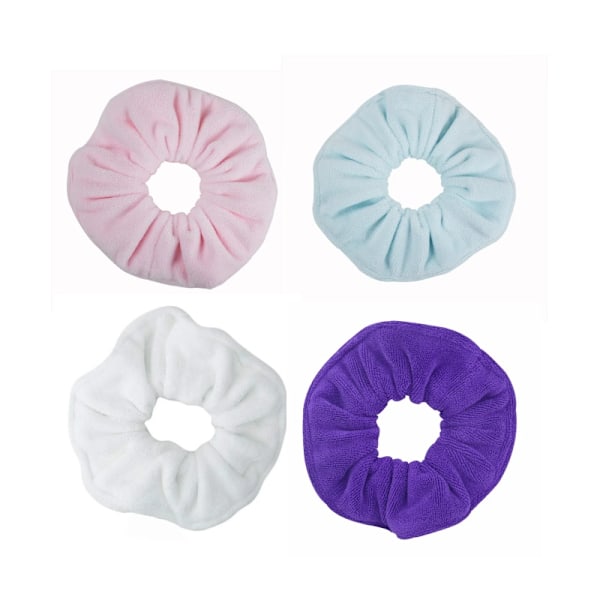 Bløde Microfiber Hårelastikker - 4 Pak Blandede Farver Lyserød