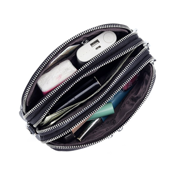 Crossbody-Väska med Tre Dragkedjor Svart
