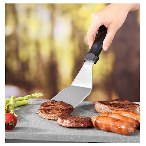 Stekspade i rostfritt stål med triangulärt huvud för BBQ och Teppanyaki