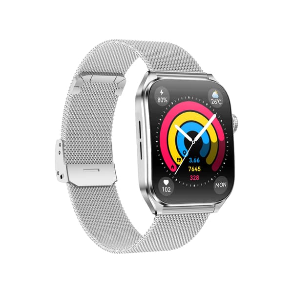 Multifunktionell Smartwatch med AMOLED-skärm, Bluetooth-samtal och Hälsoövervakning Silver Silver