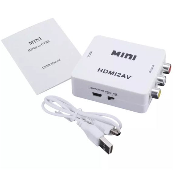 HDMI-AV/RCA-signaalin muunnin 1080p Valkoinen