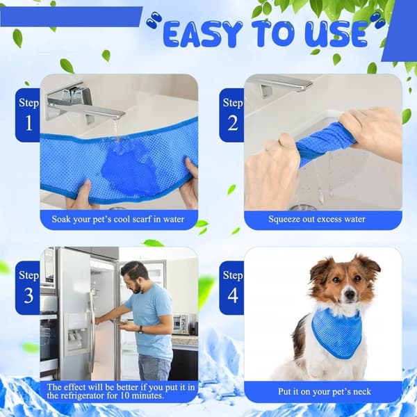 Kølende halstørklæde til kæledyr, justerbart design til katte og hunde, let polyester til sommer og udendørs brug M M