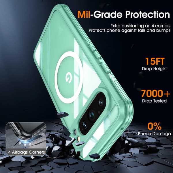 Skyddsfodral för Google Pixel med 360° Magnetiskt Stativ Green Google Pixel 9 Green