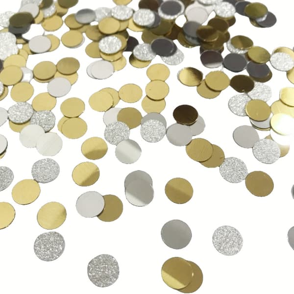 Glimmerkonfetti, 8 mm runde pailletter Silver 30g Silver