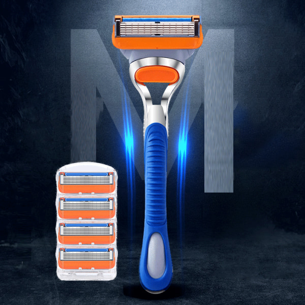Barberblad og 4-pack barberblad - Kompatibel med Gillette 5 - Bl
