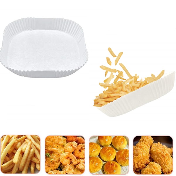 Engångs Air Fryer pappersfoder non-stick 50-pack White 20 cm White 20 cm