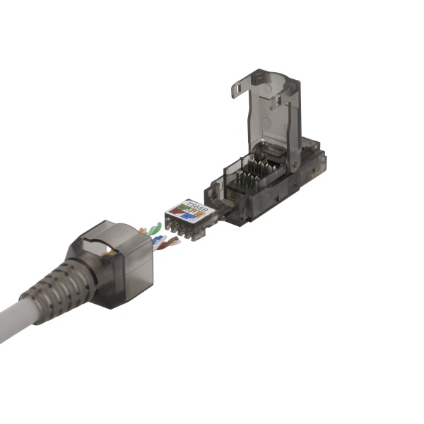 RJ45 plug Cat6A, unshielded, tool-less, grey