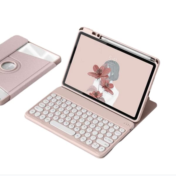 360° Roterande Bluetooth Tangentbordsfodral Kompatibelt med iPad 5/6 (2017/2018) 9.7" - Rosa