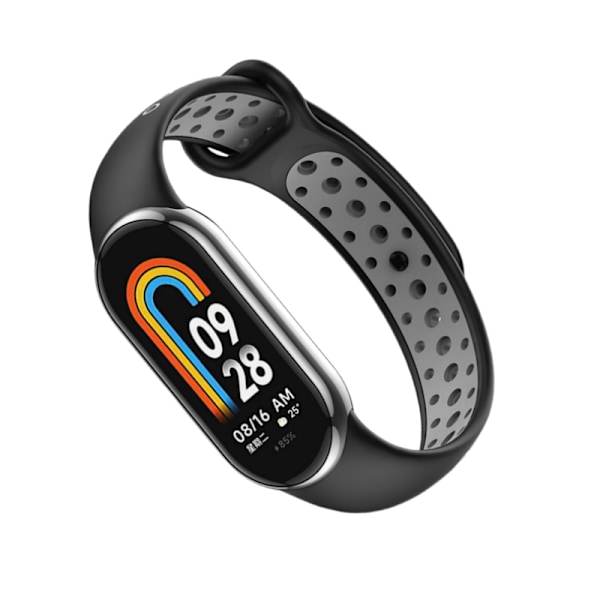 Åndbart TPU-udskiftningsarmbånd til Xiaomi Band 8/9 Sort+grå