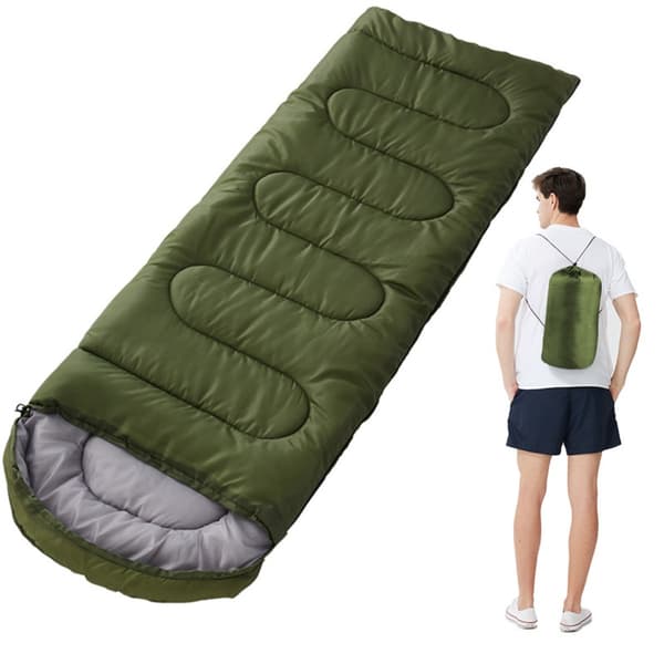 Sovepose til voksne, 180 cm polyester vintersovepose til camping og vandring med konvolutdesign og tæppefunktion Green Green
