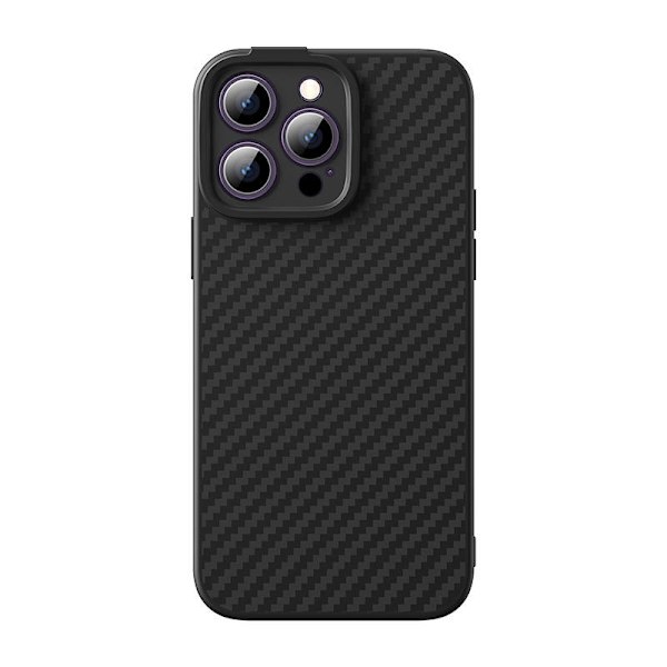 Magnetisk etui Baseus Synthetic Fiber Series til iPhone 14 Pro (sort)+ hærdet glas + rensesæt