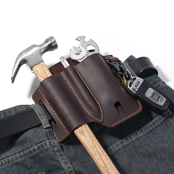 EDC Tactical Tool Pouch i Läder - Multifunktionell Midjeväska med Universell Bältesklämma