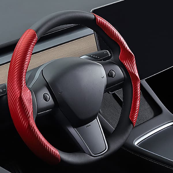 Tesla Rattmuff - Kolfiber Röd för Modell 3 & Y