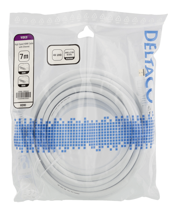 High-Speed HDMI cable, 7m, Ethernet, 4K UHD, white