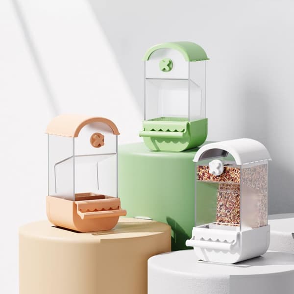 Yunding Papegøje Automatisk Foderautomat: Stor Kapacitet, Anti-Spild, Transparent Fuglefoderdispenser White White