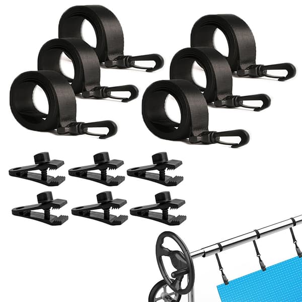 Pool Solar Cover Reel Fästkit med Remmar 6-pack