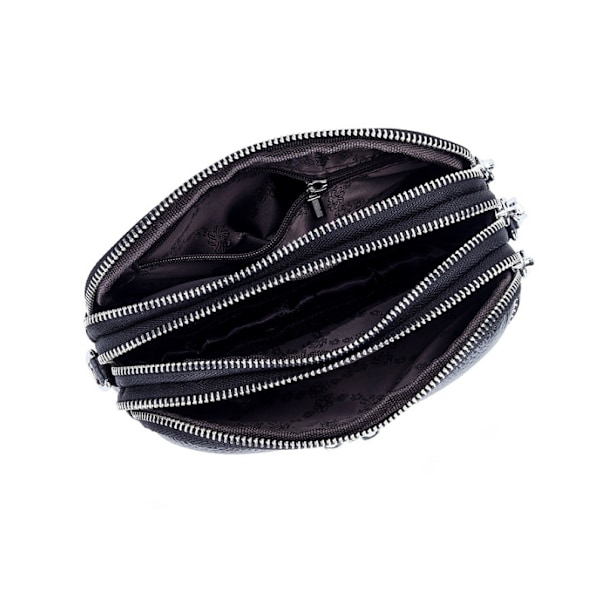Crossbody-Väska med Tre Dragkedjor Svart