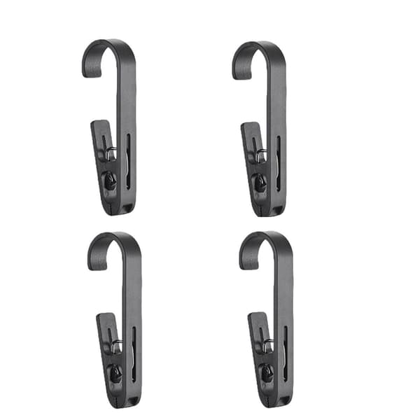 ABS Gardinkrokar - 4-pack: Mångsidiga Clips för Kök, Badrum och Sovsal Black Black