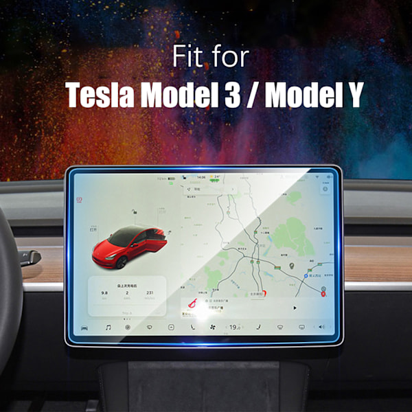 Hærdet glasskærmbeskytter til Tesla Model 3 / Model Y