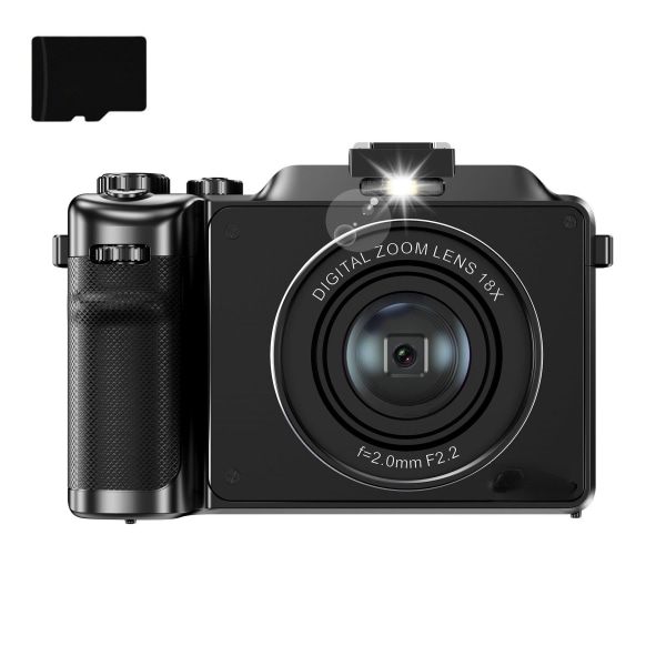 INF Digitalkamera 4K/48MP/18X digital zoom/autofokus/dubbelkamera 32GB minneskort Svart