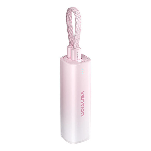 Powerbank 5000mAh Vention FHWR0 20W + USB-C till lightning-kabel (rosa)