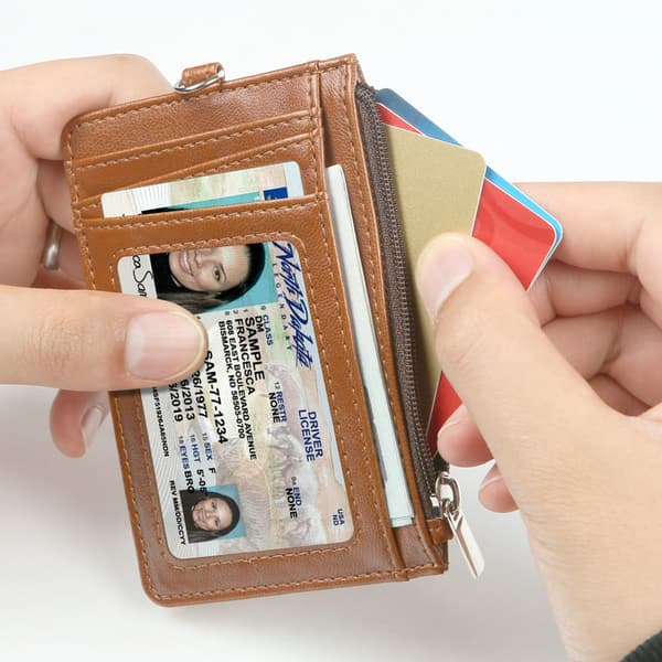RFID Plånbok med dragkedja - Säker & Stilren Brun PU