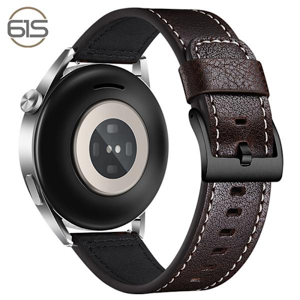 Armband i äkta läder för Samsung Galaxy Watch 4 Kaffe+svart 22 mm