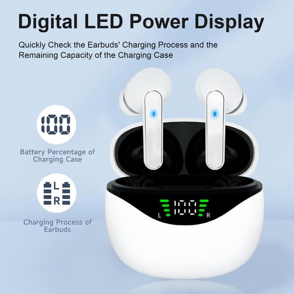 Langattomat 5.4 Bluetooth -kuulokkeet DP4, pitkä akunkesto White White