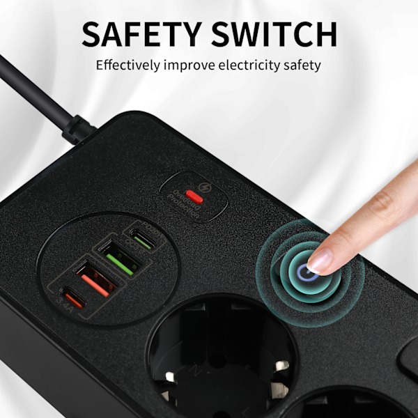 BKL-505 EU Snabbladdande Power Strip Svart