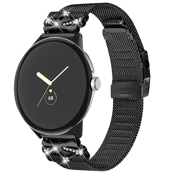Ruostumattomasta teräksestä valmistettu kellonranneke Google Pixel Watch1/2:lle Musta