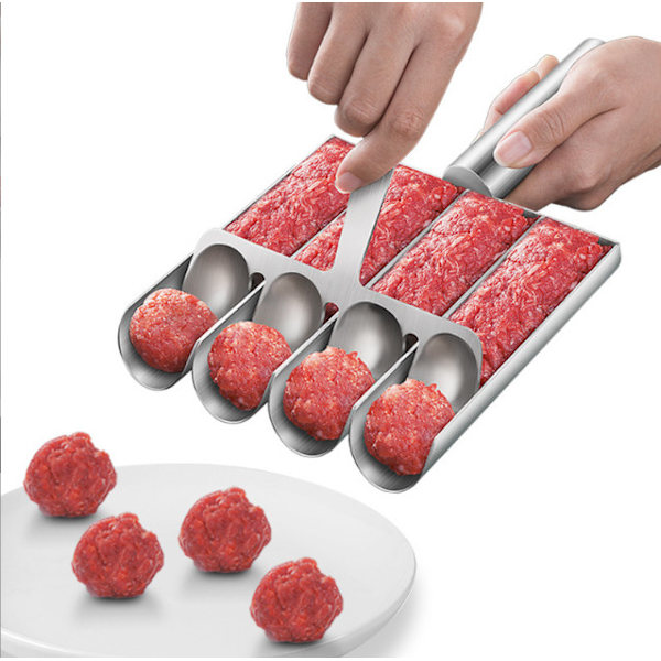 Köttbullarset med sked - Köttbulleform i rostfritt stål för perfekta köttbullar