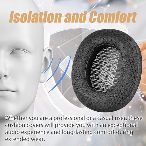 INF Öronkuddar för JBL E65BTNC/ Duet NC/Live 650 BTNC/Live 660 BTNC Svart