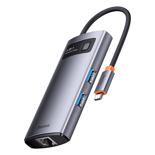 Hub 4in1 Baseus Metal Gleam Series, USB-C till 3x USB 3.0 + Ethernet RJ45