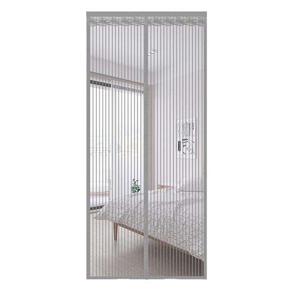 Magneettinen hyttysovi 9 magneettiparilla ja tarranauhalla - Harmaa (95x200cm)