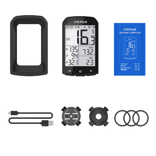 GPS cykelcomputer Cycplus M1 - kompatibel med Strava, Trainingpeaks mm.
